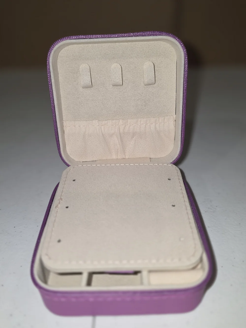 Purple Jewelry Travel Case with Mirror - Compact Organizer